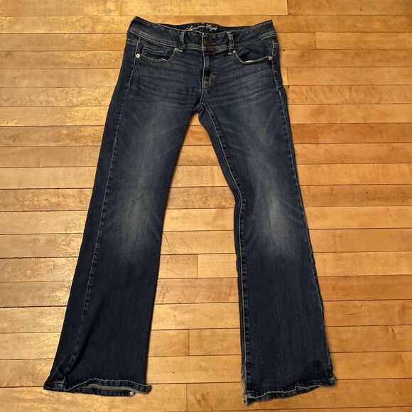 American Eagle Jeans Women’s Size 8 Original Boot Stretch Modified Bottom Slit - Picture 1 of 15